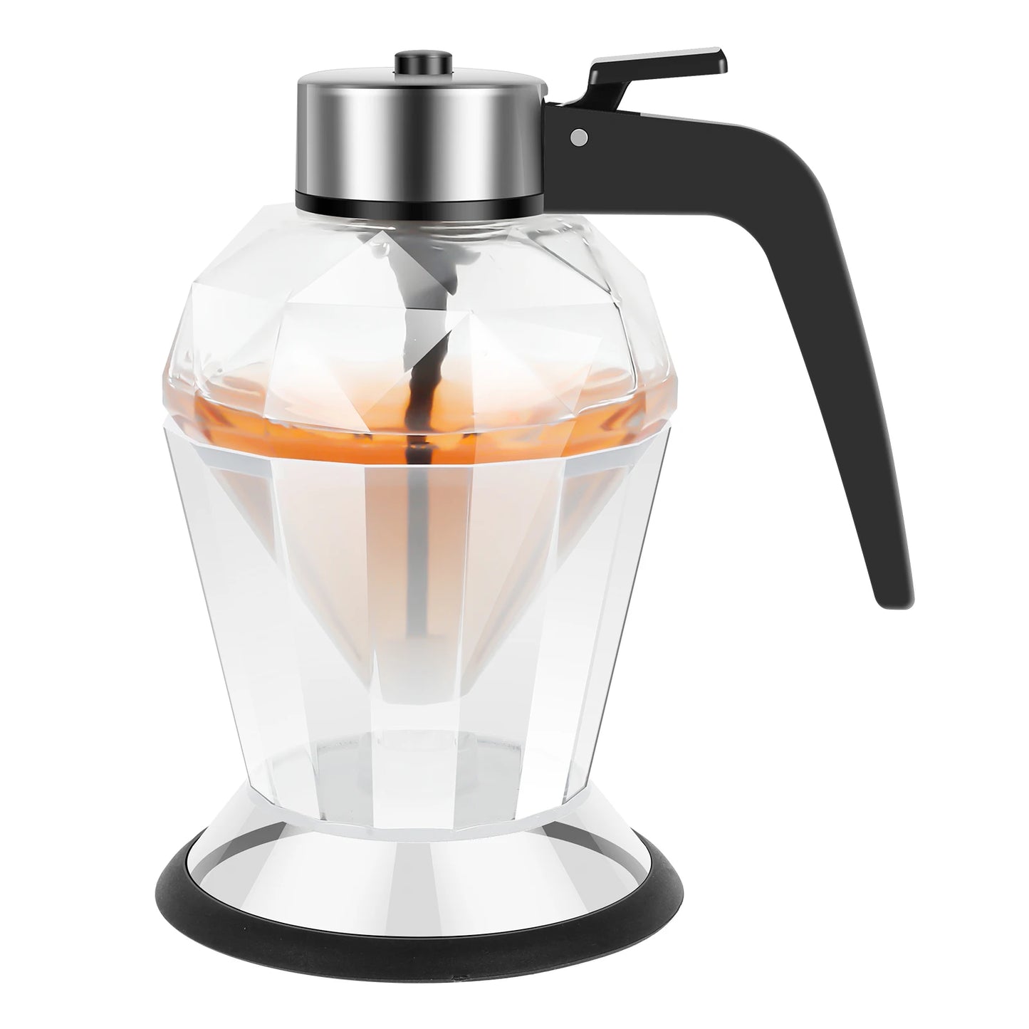 Diamond Shaped Glass Honey Dispenser with Stand 200ml Large Capacity Oil Dispenser Multifunctional Oil Bottle Vinegar and Sauce