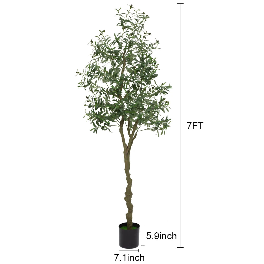 Realistic Artificial Olive Tree for Home & Office Decor Tall Faux Plant with Lifelike Leaves & Fruits UV-Resistant Potted Tree