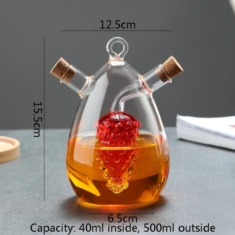 2-in-1 Double Layer Bottle Soy Sauce Vinegar Glass Bottle Oil Pot Heat Resistant Sealed Jar Condiment Storage Jar Kitchen Tools