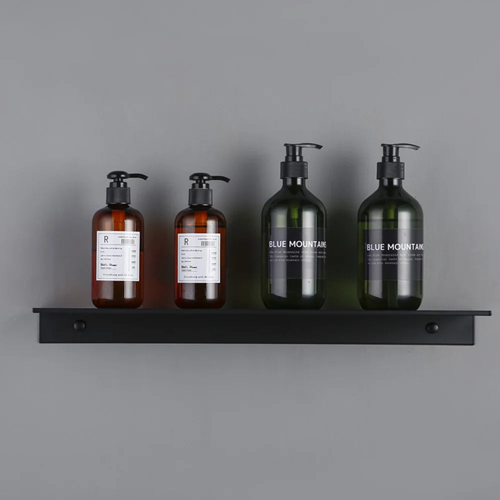 Matt Black Wall Shelf 30-50cm Modern Bathroom Accessories Kitchen Shower Bath Storage Rack Wholesale Promotion