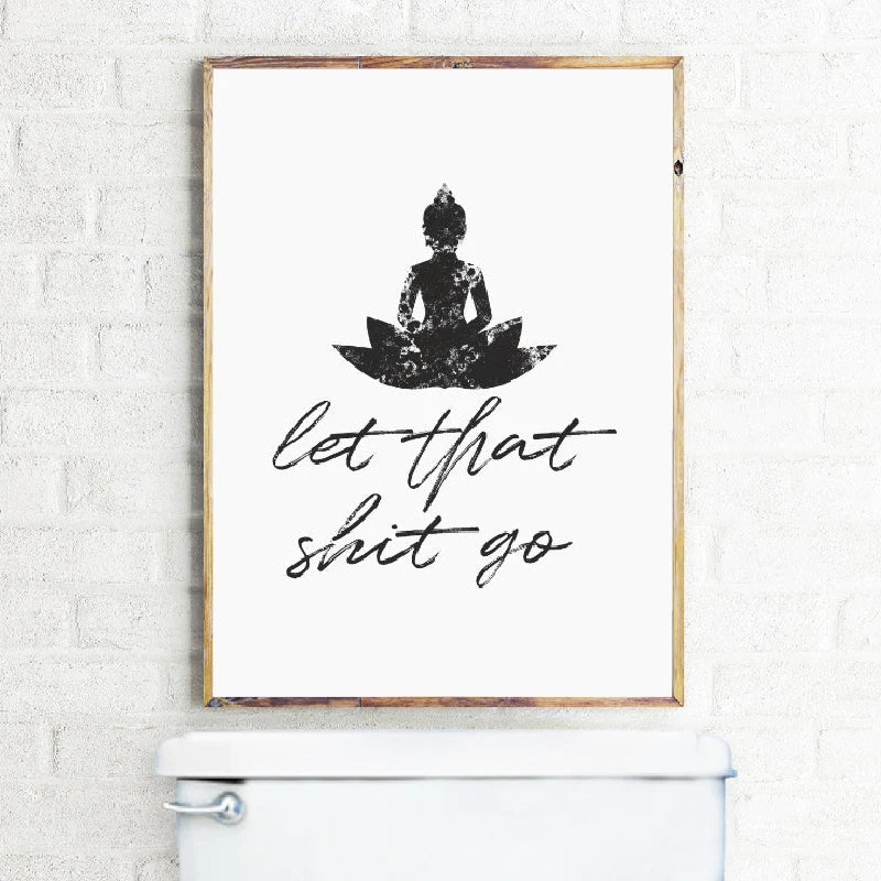 Funny Bathroom Sign Canvas Prints And Poster Let that Sh*t Go Quote Toilet Art for Men Painting Wall Picture Bathroom Decor
