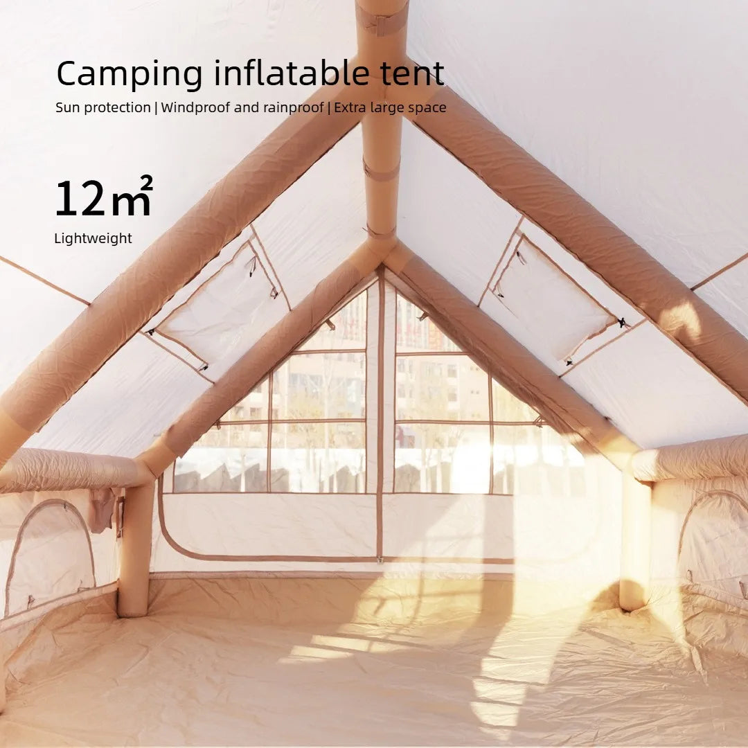 12㎡ Large Inflatable Camping Tent 4-8 people with Windows Portable Waterproof Sunscreencamping Tent Four Season Tents