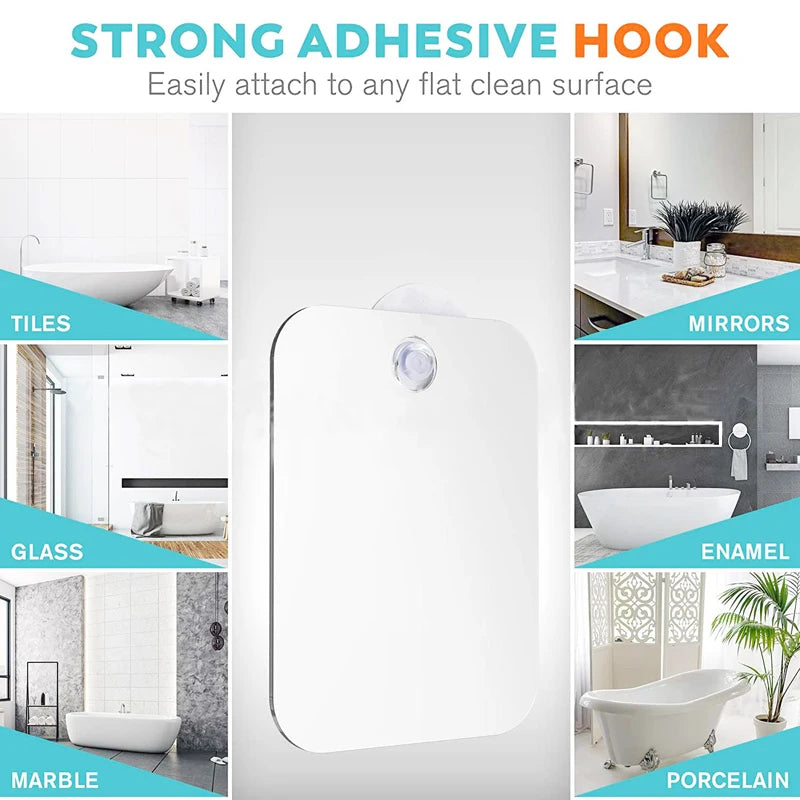 1Pc Acrylic Mirror With Wall Suction Shower Mirror with Razor Holder For Man Shaving Women Makeup Portable Travel Bathroom