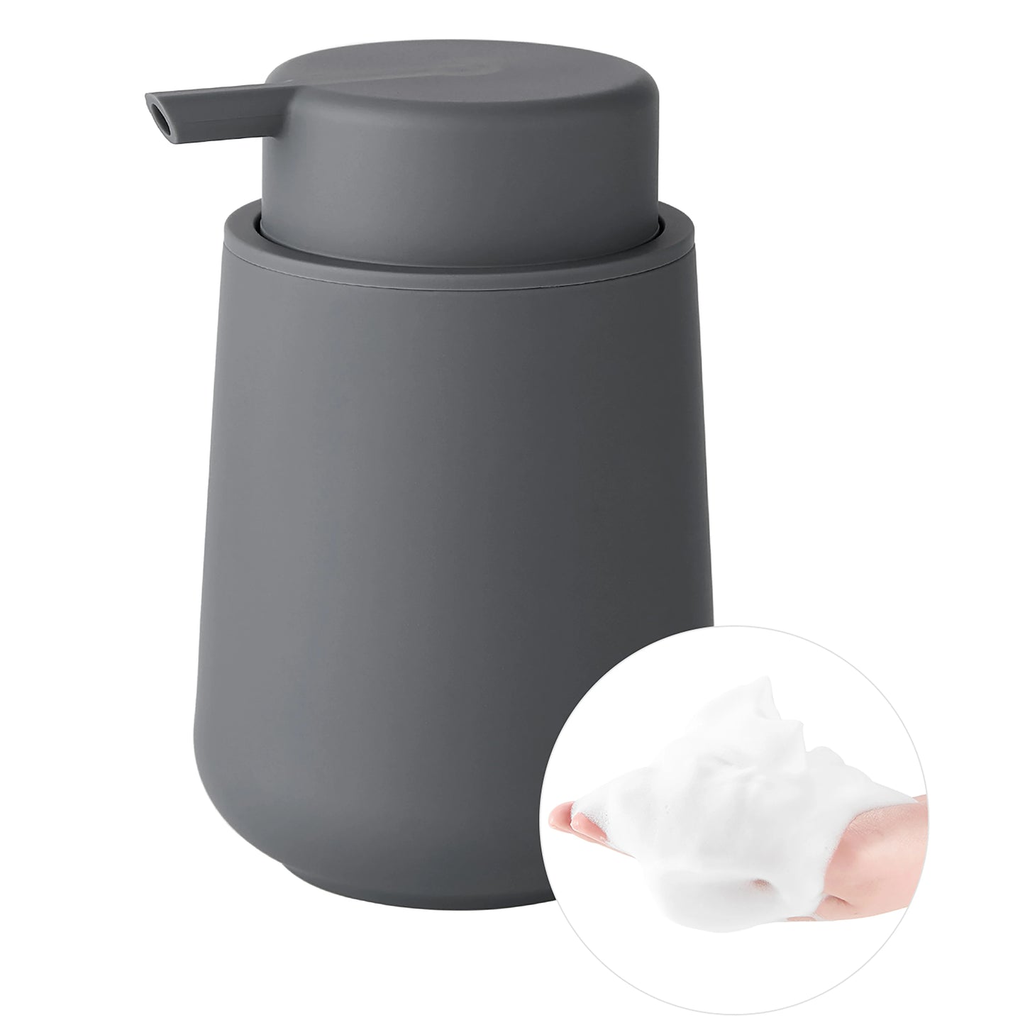 Matte Black Foaming Hand Soap Dispenser Plastic 11oz - Modern Minimalist Style for Bathroom & Kitchen Countertop Refillable