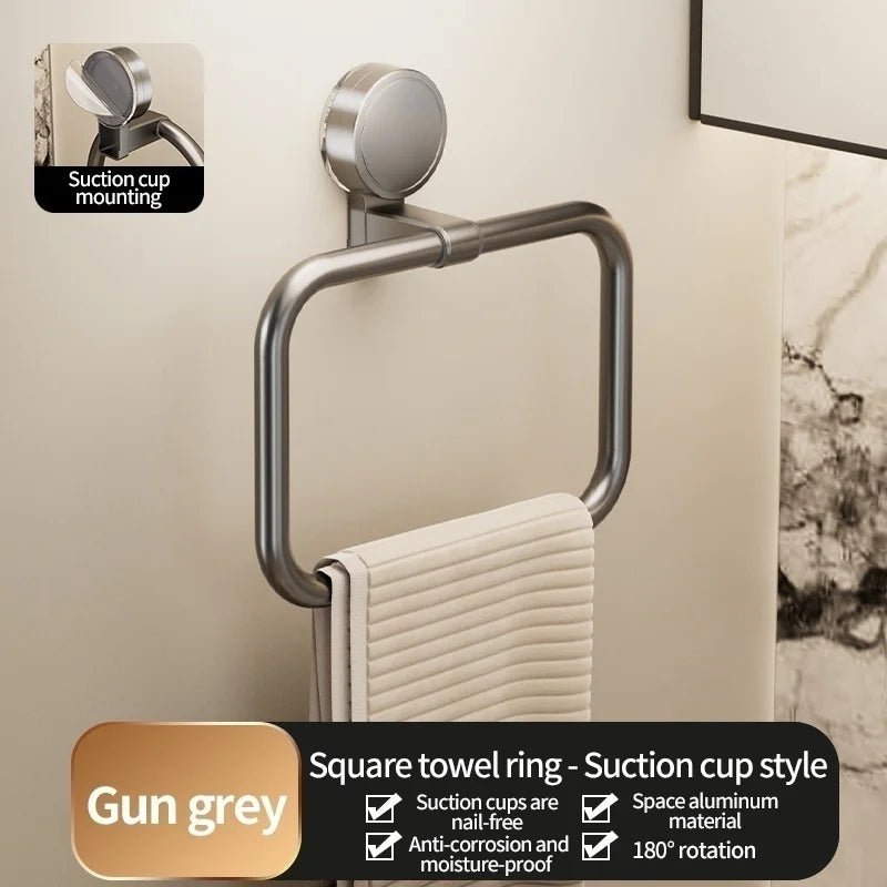 No Need To Drill Suction Cup bathroom towel ring Kitchen rag rack toilet wall hanging hand towel ring kitchen rag rack