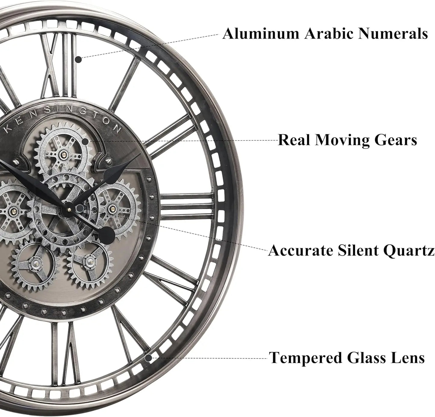 28 Inch Original Real Moving Gear Wall Clock Roman Numerals,Oversized Large Wall Clocks for Modern Farmhouse Living Room Home De