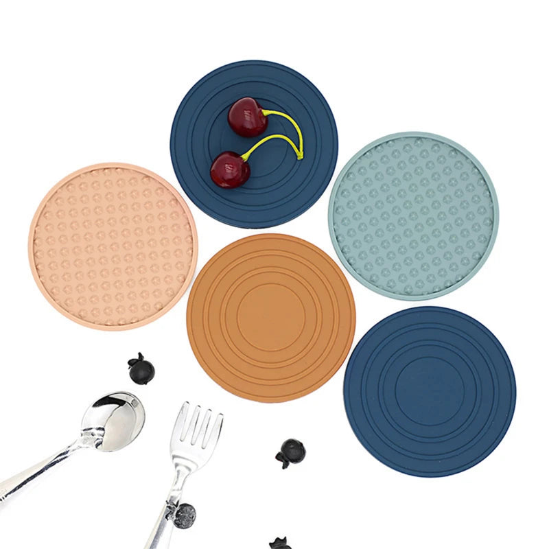 3/6Pcs Silicone Drink Coaster Heat Resistant Cup Dish Drying Mat Tabletop Protection Non-Slip Coasters for Drinks