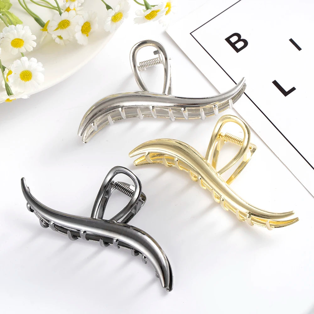 Women Alloy Hair Claw Barrettes Metal Hairpin Crab Hair Clips Bow Geometric Party Hair Accessories Women Girls Headwear Ponytail