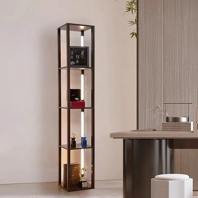 Living Room Floor Lamp Storage Rack Integrated Sofa Side Vertical Lamp Bedroom Bedside Table Lamp Decorative Lamp Display Rack