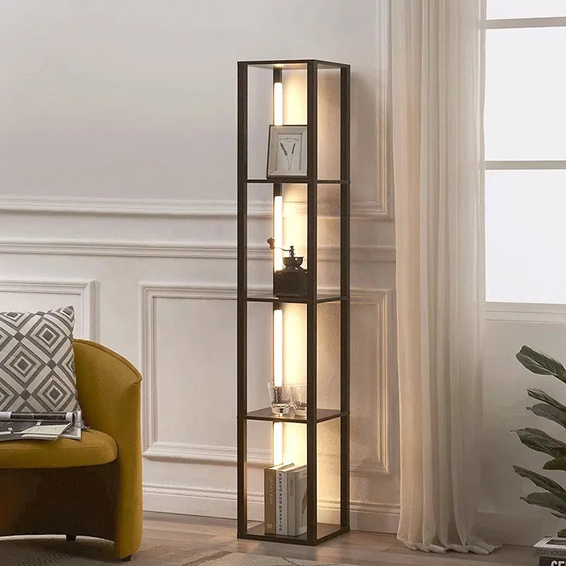Living Room Floor Lamp Storage Rack Integrated Sofa Side Vertical Lamp Bedroom Bedside Table Lamp Decorative Lamp Display Rack