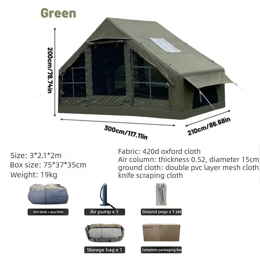 12㎡ Large Inflatable Camping Tent 4-8 people with Windows Portable Waterproof Sunscreencamping Tent Four Season Tents