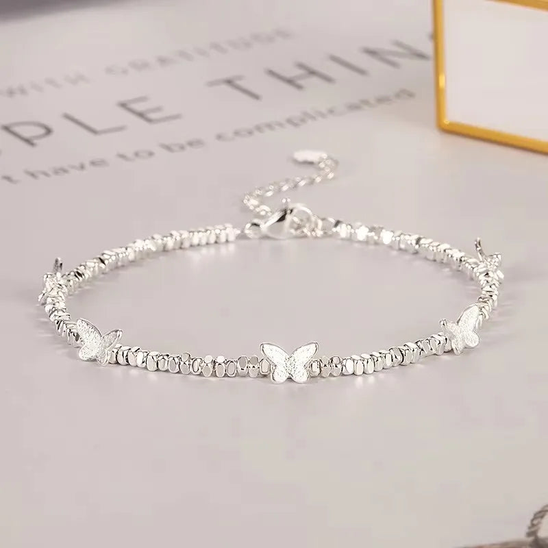 925 Sterling Silver Bracelet Geometric Cube Circle Punk Asymmetric Beaded For Woman Girl Fashion Jewelry Gift Dropship Wholesale