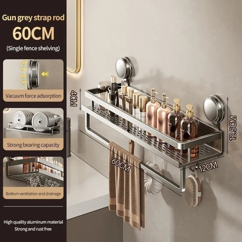 Suction cup storage rack, bathroom, non perforated artifact, toilet, washbasin, bathroom, wall mounted storage