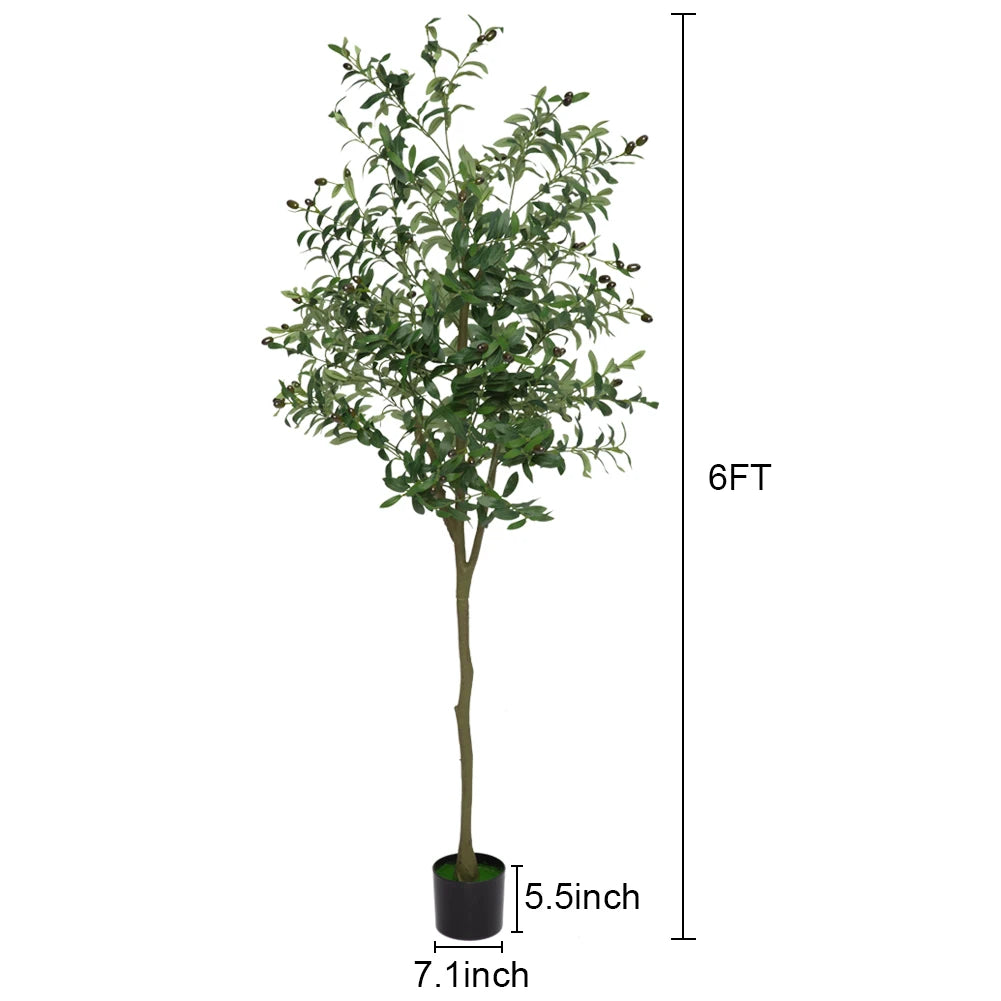 Realistic Artificial Olive Tree for Home & Office Decor Tall Faux Plant with Lifelike Leaves & Fruits UV-Resistant Potted Tree