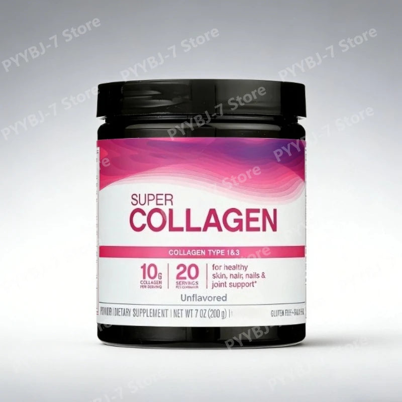 Super Collagen Powder A 6600mg Types 1 & 3 Unflavored 7 Ounces Bone Joint Skin Hair Nails Support Daily Nutritional Supplement