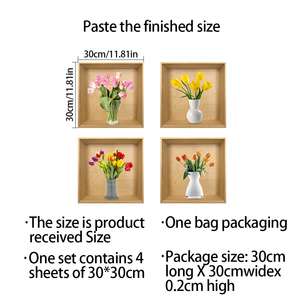 11 Styles cabinet decoration simulation plant potted plant oil resistant and waterproof PVC frameless wall sticker