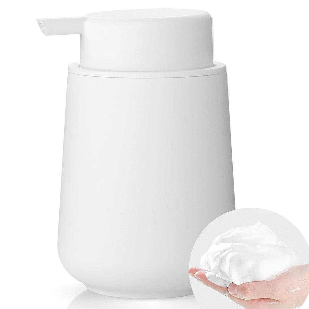 Matte Black Foaming Hand Soap Dispenser Plastic 11oz - Modern Minimalist Style for Bathroom & Kitchen Countertop Refillable