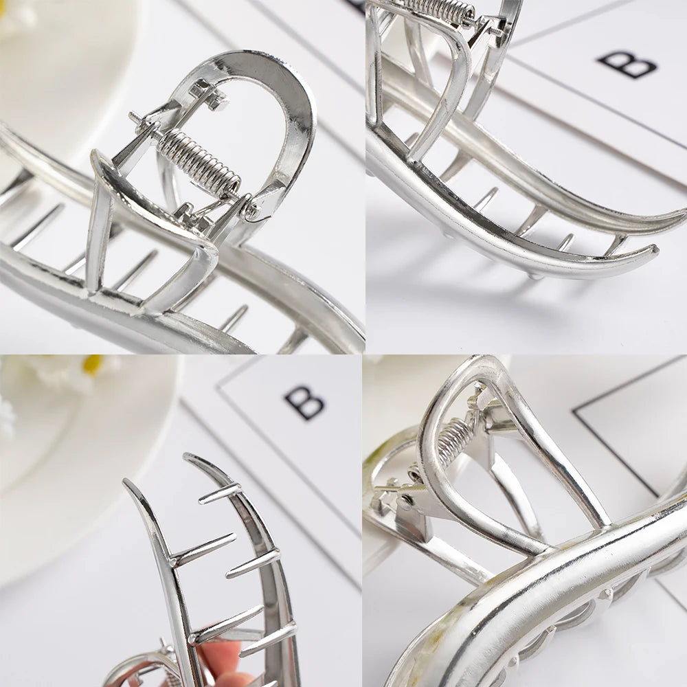 Women Alloy Hair Claw Barrettes Metal Hairpin Crab Hair Clips Bow Geometric Party Hair Accessories Women Girls Headwear Ponytail