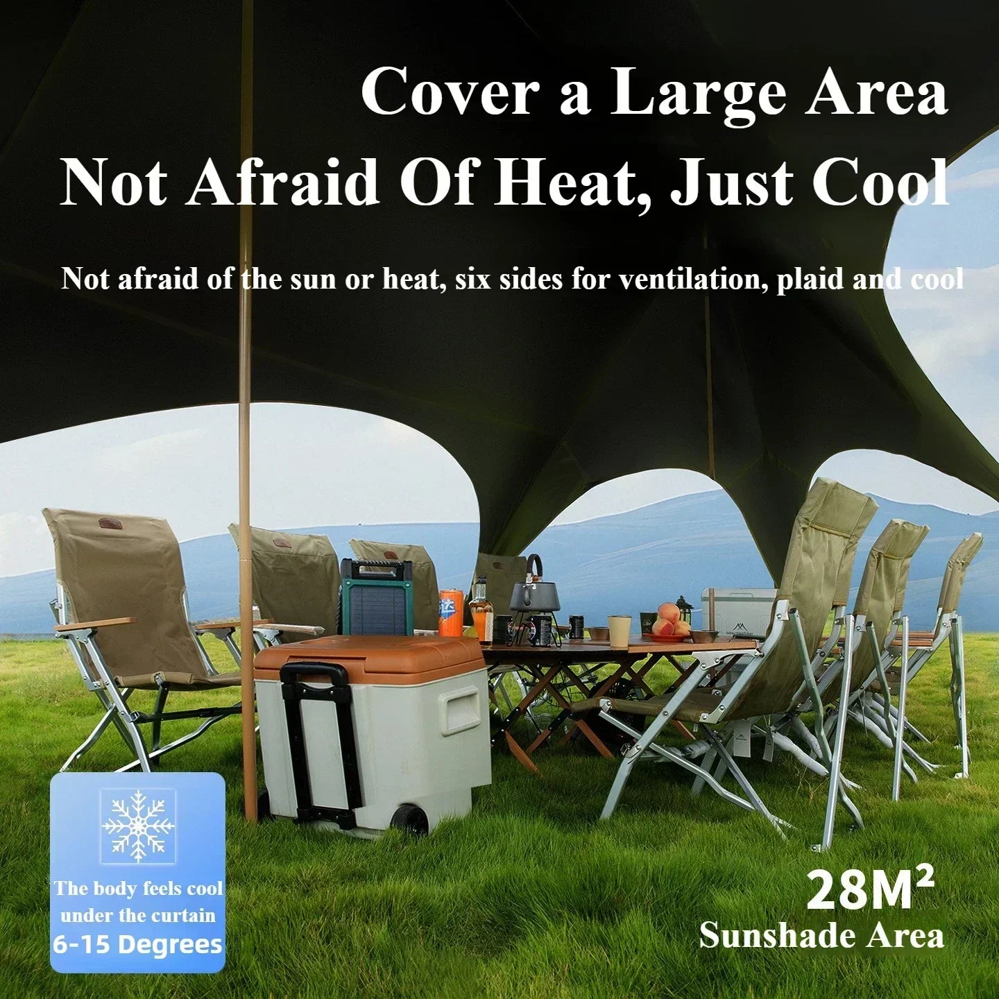 MOUNTAINHIKER 2-10 Persons Outdoor Cat Ear Canopy Tent 210D Oxford Blackout Sun Shelters Camping 28㎡ Quick Setup Sunshade Awning