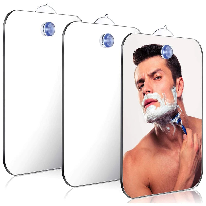 1Pc Acrylic Mirror With Wall Suction Shower Mirror with Razor Holder For Man Shaving Women Makeup Portable Travel Bathroom