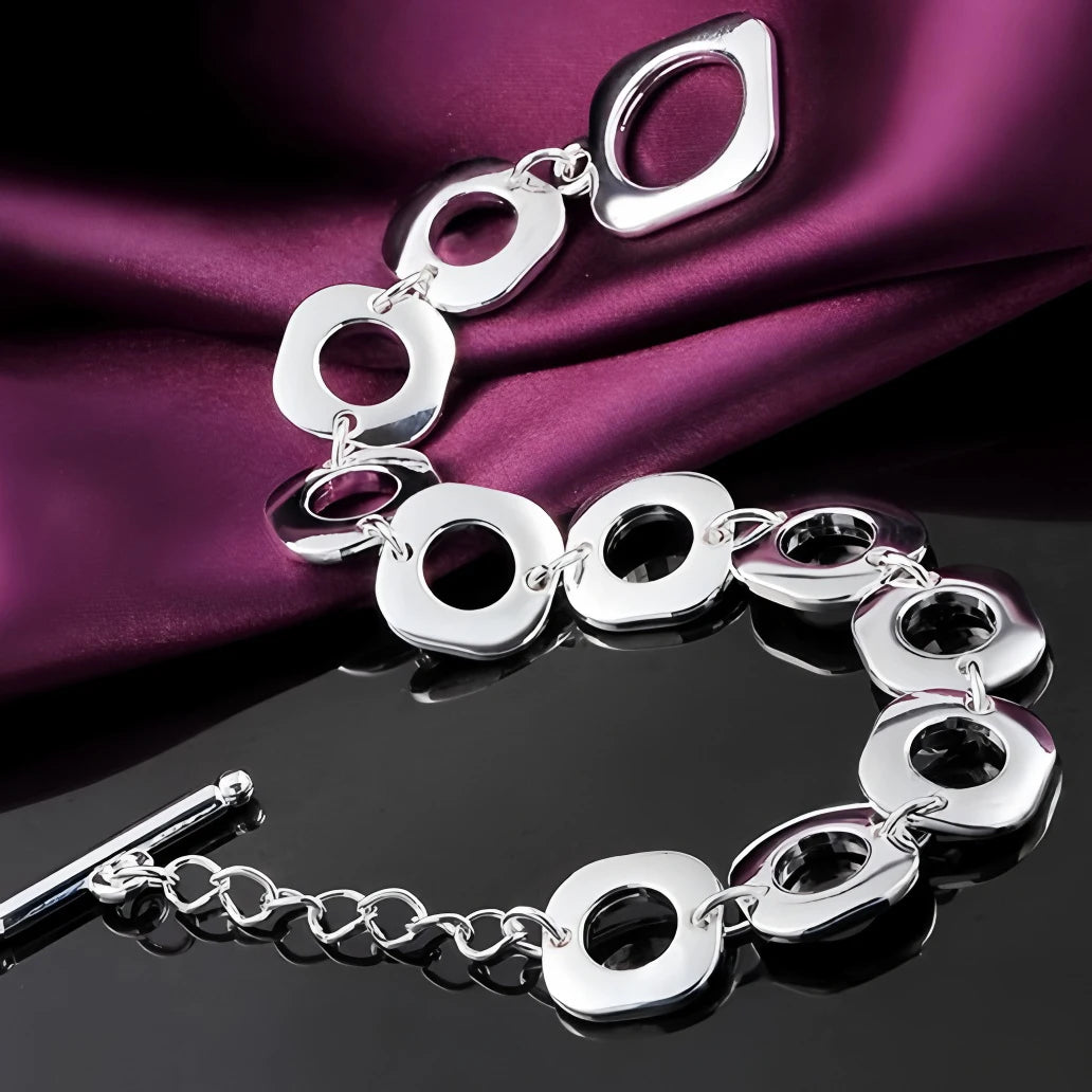 925 Sterling Silver Bracelet Geometric Cube Circle Punk Asymmetric Beaded For Woman Girl Fashion Jewelry Gift Dropship Wholesale