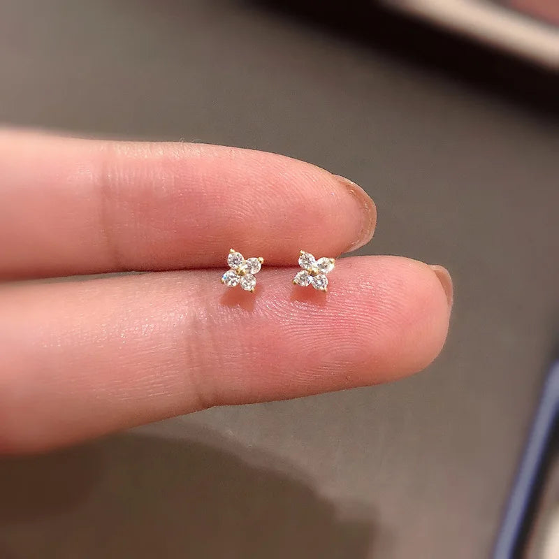 New Stainless Steel Zircon Necklaces for Women 18K Gold Plated Four Leaf Grass Collar Chain Necklace Luxury Jewelry Gift