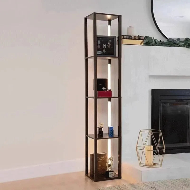 Living Room Floor Lamp Storage Rack Integrated Sofa Side Vertical Lamp Bedroom Bedside Table Lamp Decorative Lamp Display Rack