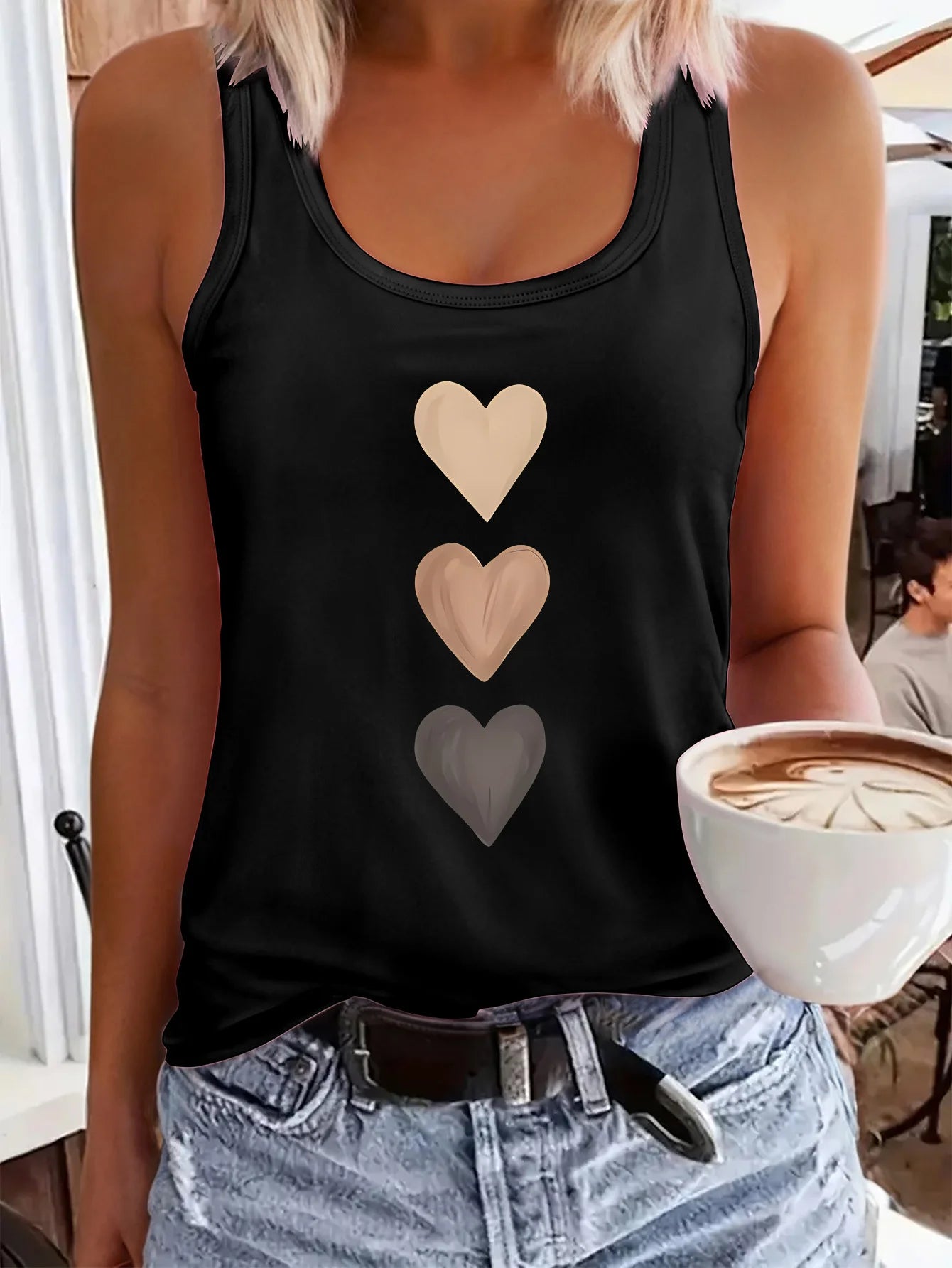 printed Summer women's loose and personalized dream catcher mesh printed vest top T-shirt comfortable sleeveless