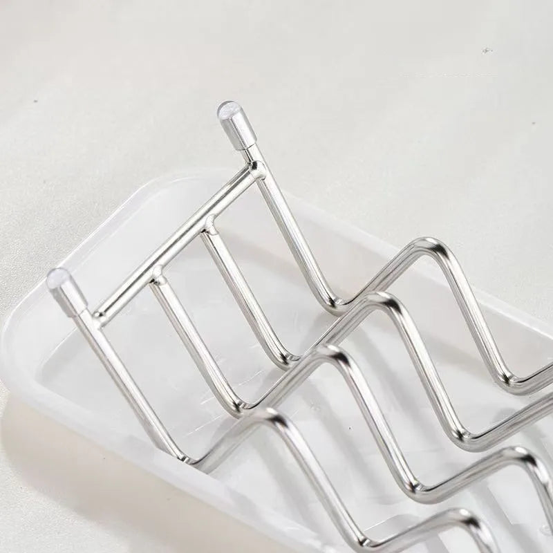 Stainless Steel Drainage Soap Box Simple Modern Style Household Bathroom Soap Storage Rack Creative Anti-Slip Holder