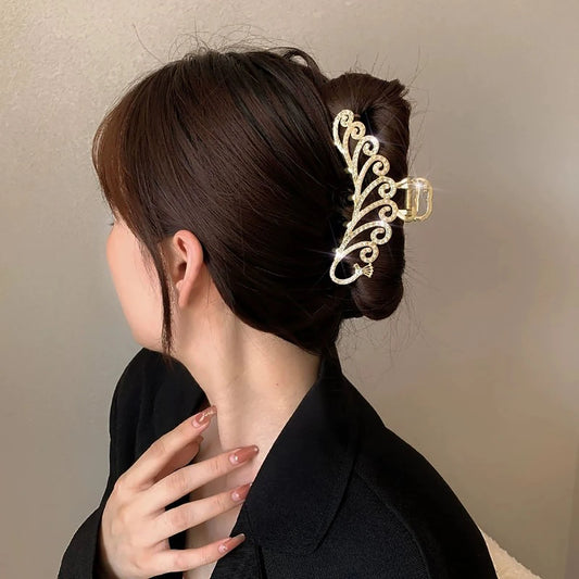 Elegant Gold Hollow Geometric Metal Hair Claw Vintage Hair Clips For Women Headband Hairpin Hair Crab Hair Accessories Gifts