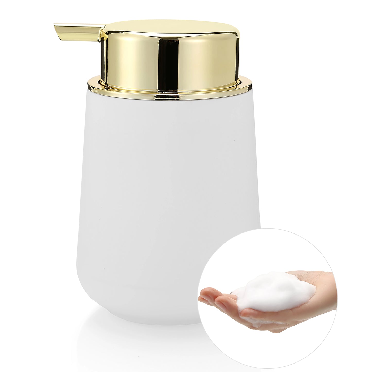 Matte Black Foaming Hand Soap Dispenser Plastic 11oz - Modern Minimalist Style for Bathroom & Kitchen Countertop Refillable