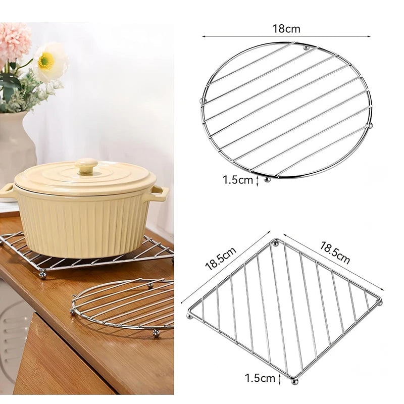 LMETJMA Stainless Steel Trivets Heat Resistant Insulated Hot Pads Table Dish Mat Tableware Placemat Dining Table Decor JT428