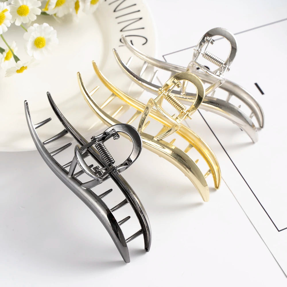 Women Alloy Hair Claw Barrettes Metal Hairpin Crab Hair Clips Bow Geometric Party Hair Accessories Women Girls Headwear Ponytail
