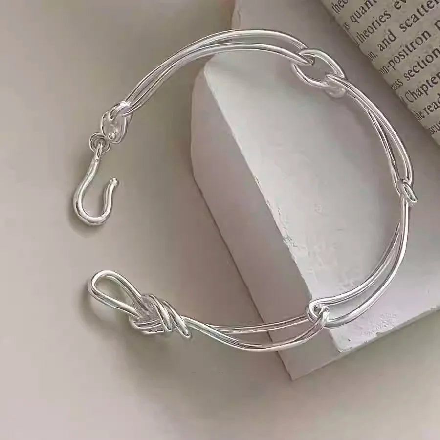 925 Sterling Silver Bracelet Geometric Cube Circle Punk Asymmetric Beaded For Woman Girl Fashion Jewelry Gift Dropship Wholesale