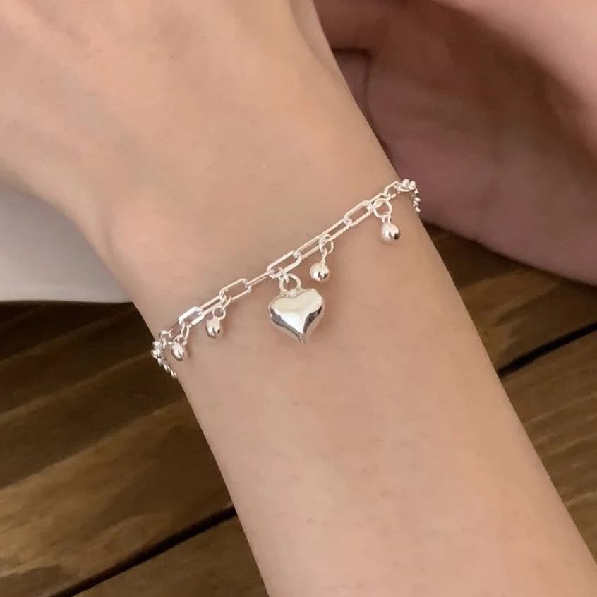 925 Sterling Silver Bracelet Geometric Cube Circle Punk Asymmetric Beaded For Woman Girl Fashion Jewelry Gift Dropship Wholesale