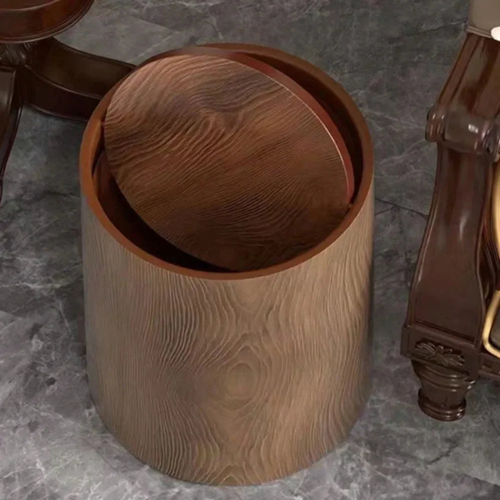Retro Pp Plastics Wastebasket High-capacity Waterproof Trash Can Bathroom Recycle Bin Grain Kitchen Garbage Cube Home Decoration