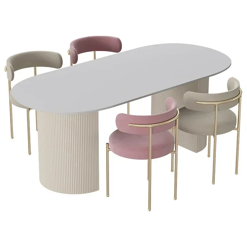 Oval Modern Dining Table Kitchen Unique Nordic Italian Salon Dining Table Luxury White Design Mesas De Jantar Home Furniture