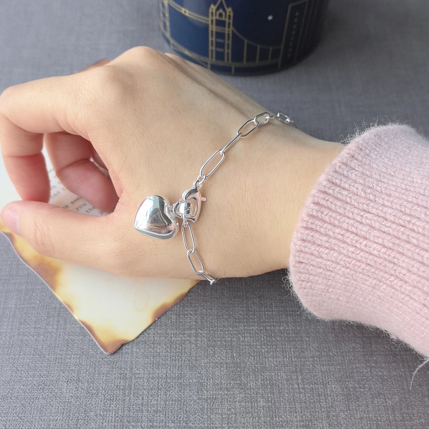 925 Sterling Silver Bracelet Geometric Cube Circle Punk Asymmetric Beaded For Woman Girl Fashion Jewelry Gift Dropship Wholesale