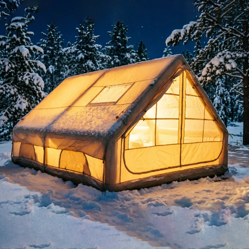 12㎡ Large Inflatable Camping Tent 4-8 people with Windows Portable Waterproof Sunscreencamping Tent Four Season Tents