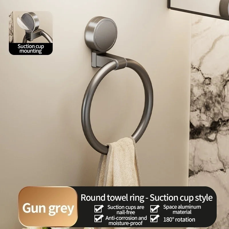 No Need To Drill Suction Cup bathroom towel ring Kitchen rag rack toilet wall hanging hand towel ring kitchen rag rack