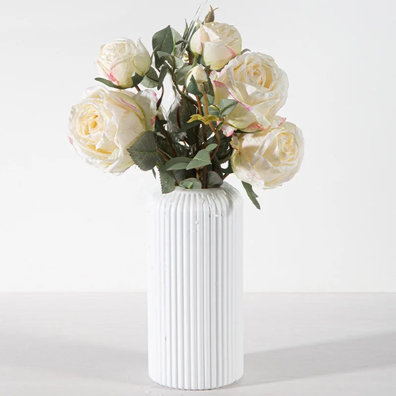 Nordic Plastic Small Vase for Tabletop Home Flower Living Room Decor Decoration Table Ornaments Circle Flower Arrangement Vase