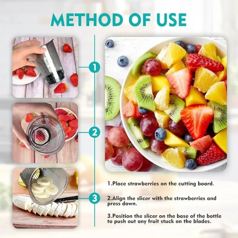 Precision Fruit Slicer Removable Blades Multi Function Kitchen Tool for Strawberries Bananas Vegetables Easy Dishwasher