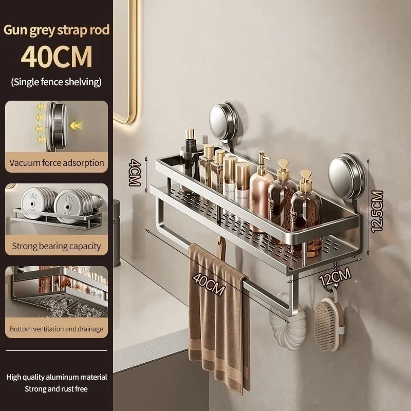 Suction cup storage rack, bathroom, non perforated artifact, toilet, washbasin, bathroom, wall mounted storage
