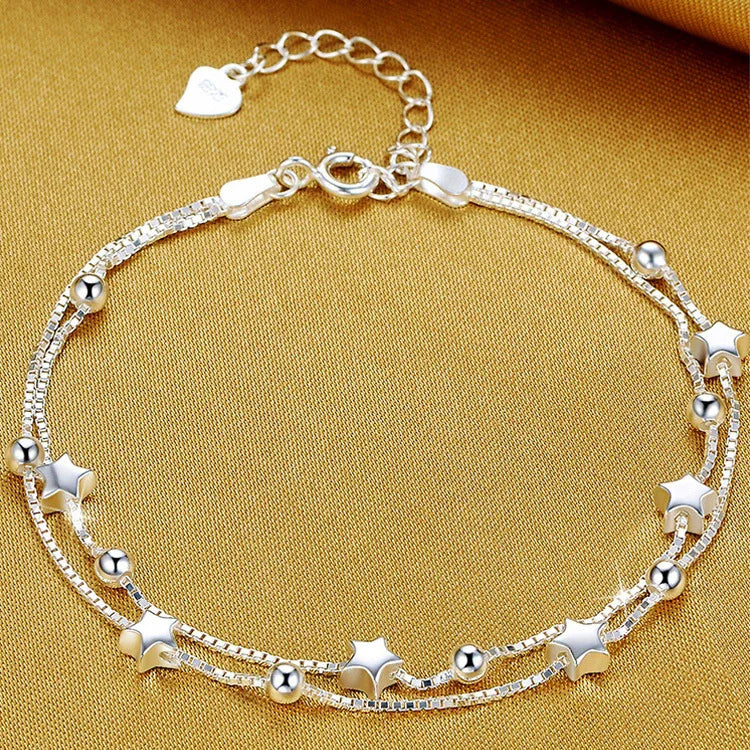 925 Sterling Silver Bracelet Geometric Cube Circle Punk Asymmetric Beaded For Woman Girl Fashion Jewelry Gift Dropship Wholesale