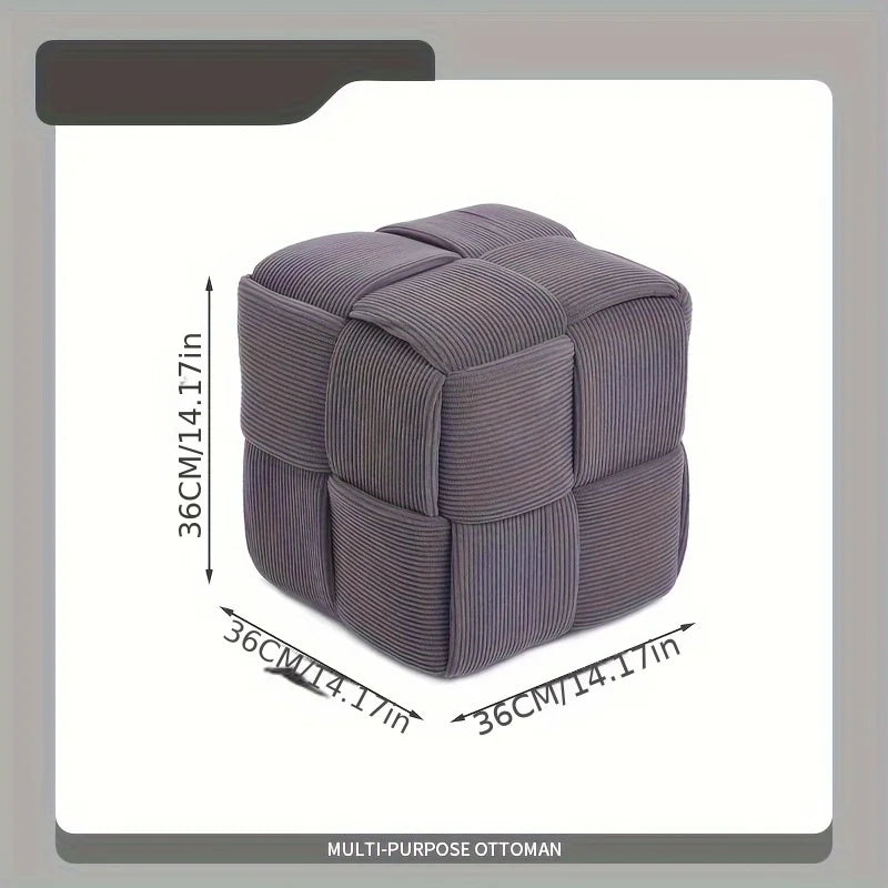 Small Stool for Home Tea Machine, Sofa Footrest, Shoe Bench, Soft and Comfortable Square Faux Fur Woven Design Ottoman, Footrest