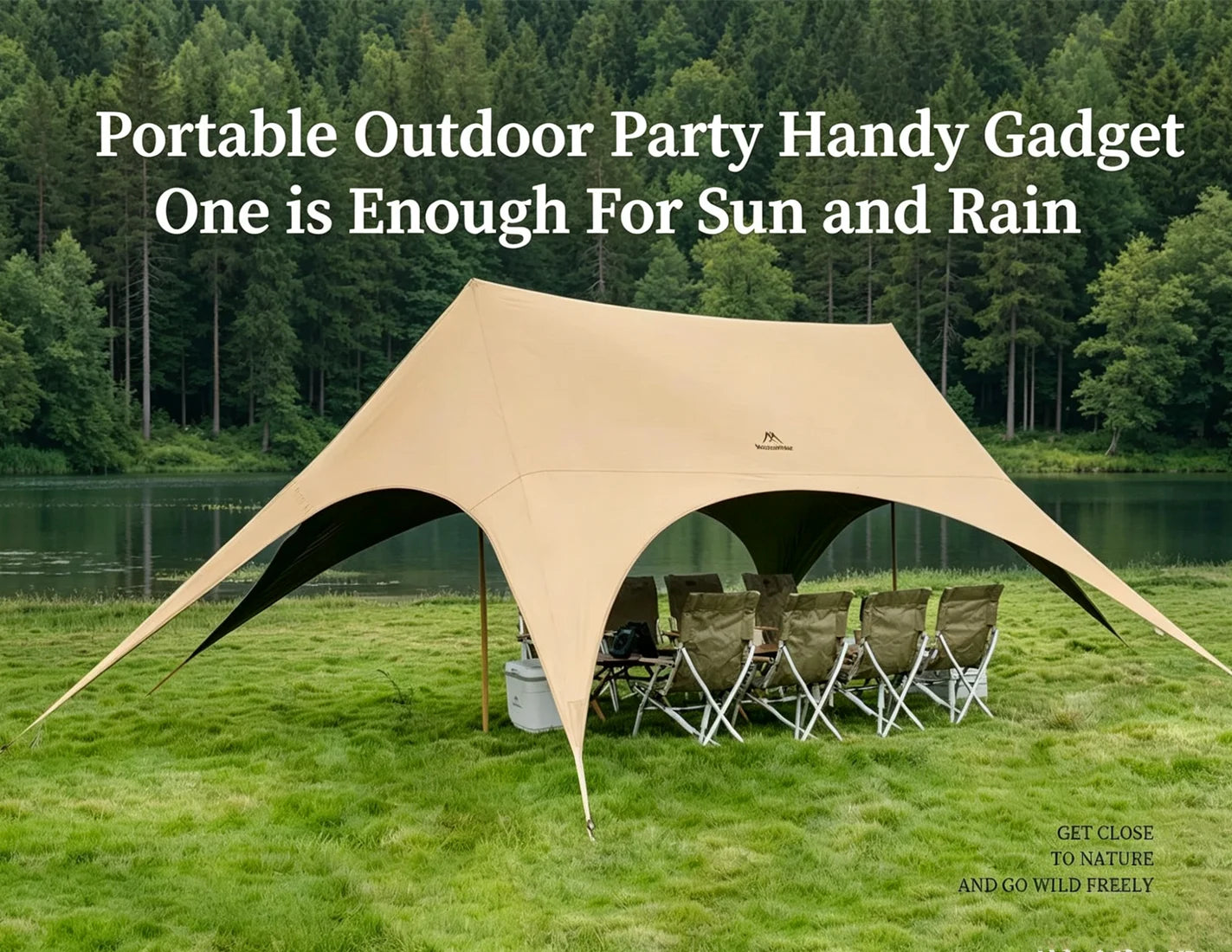 MOUNTAINHIKER 2-10 Persons Outdoor Cat Ear Canopy Tent 210D Oxford Blackout Sun Shelters Camping 28㎡ Quick Setup Sunshade Awning