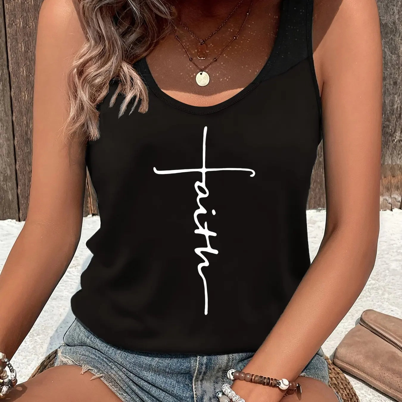 printed Summer women's loose and personalized dream catcher mesh printed vest top T-shirt comfortable sleeveless