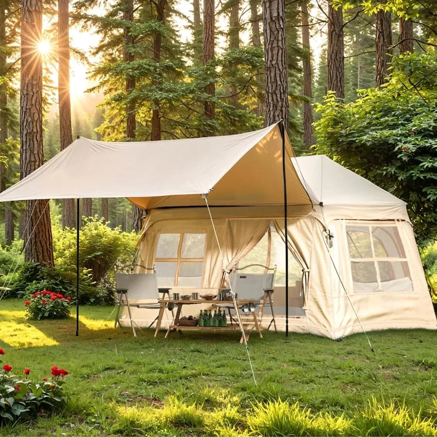 Inflatable Camping Tent for 4-6 Person Easy Setup Portable Water-Resistant Cabin Tent with Mesh Windows Pumps
