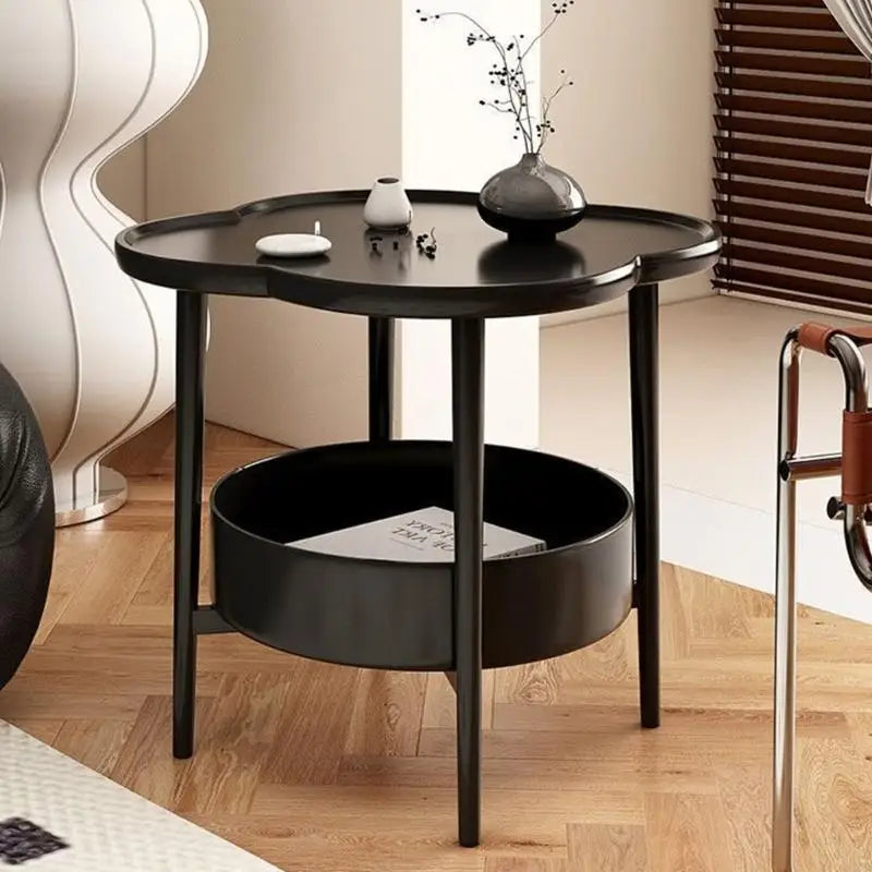 Lightweight Plastic Bedsides Shelf with Multi Tiers Storage Modern Cream Tone Easy to Move Nightstand for Small Spaces 87HA