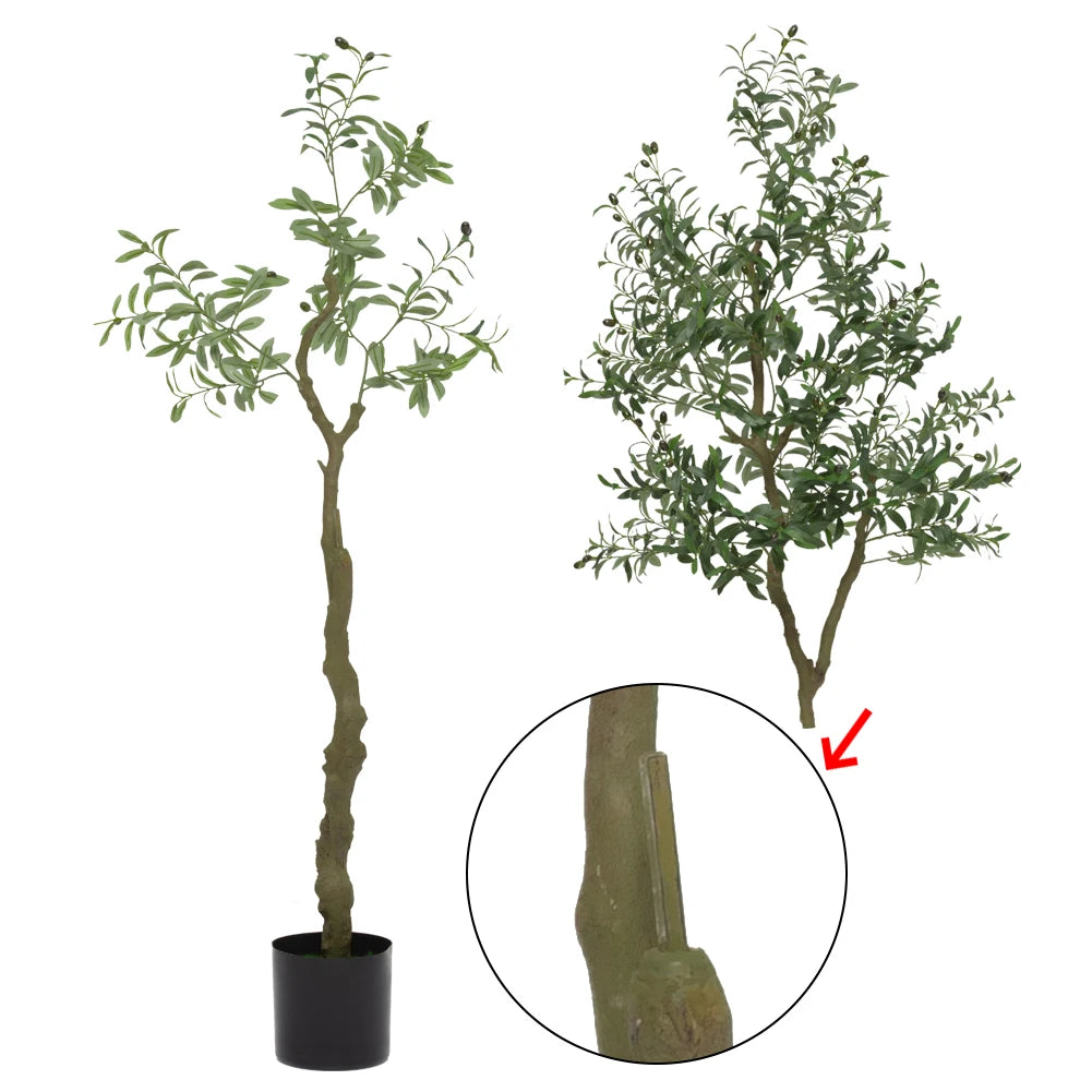 Realistic Artificial Olive Tree for Home & Office Decor Tall Faux Plant with Lifelike Leaves & Fruits UV-Resistant Potted Tree